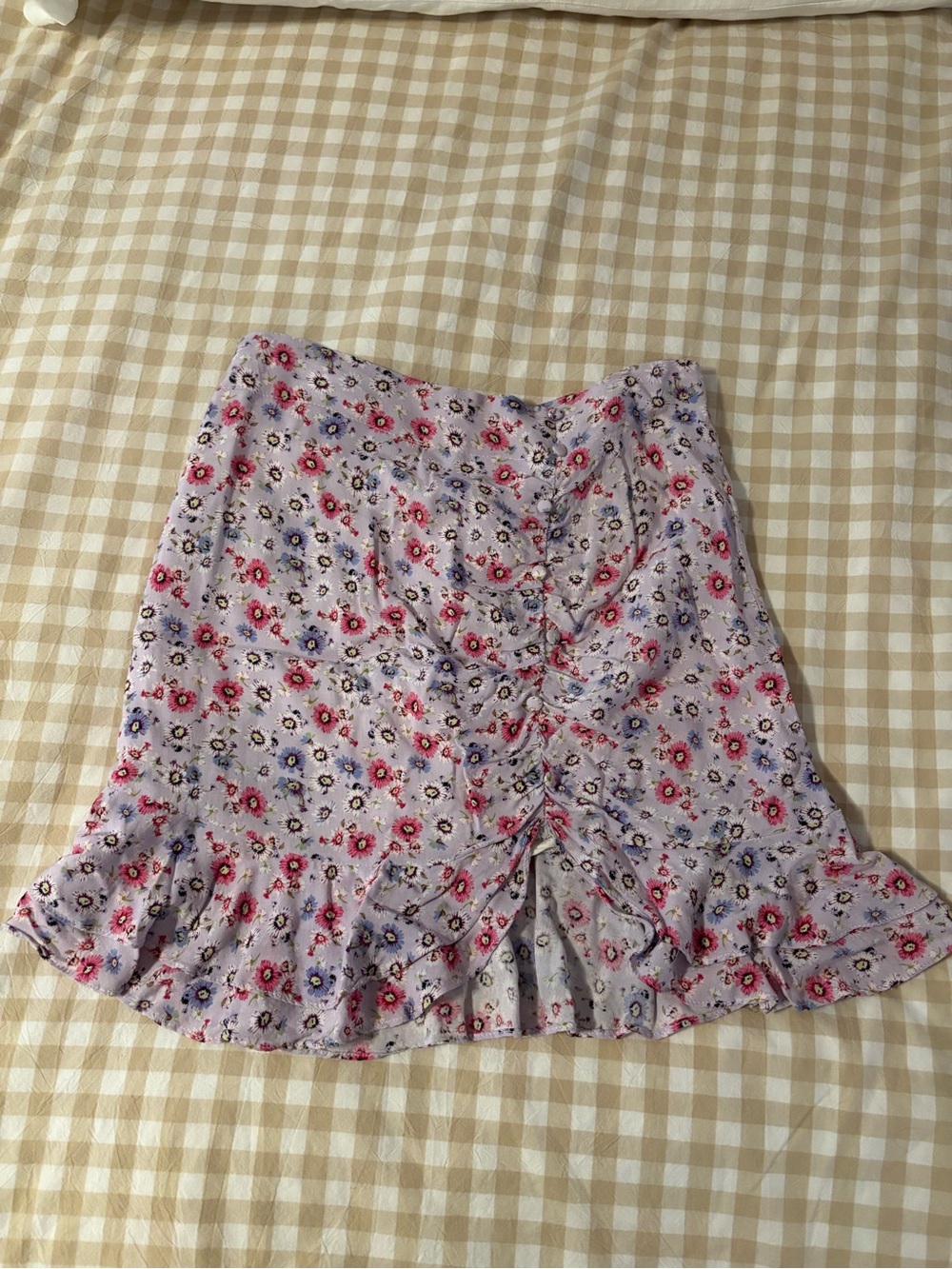 Floral Ruffle Mini Skirt Lavender & Pink - Picture 1 of 3